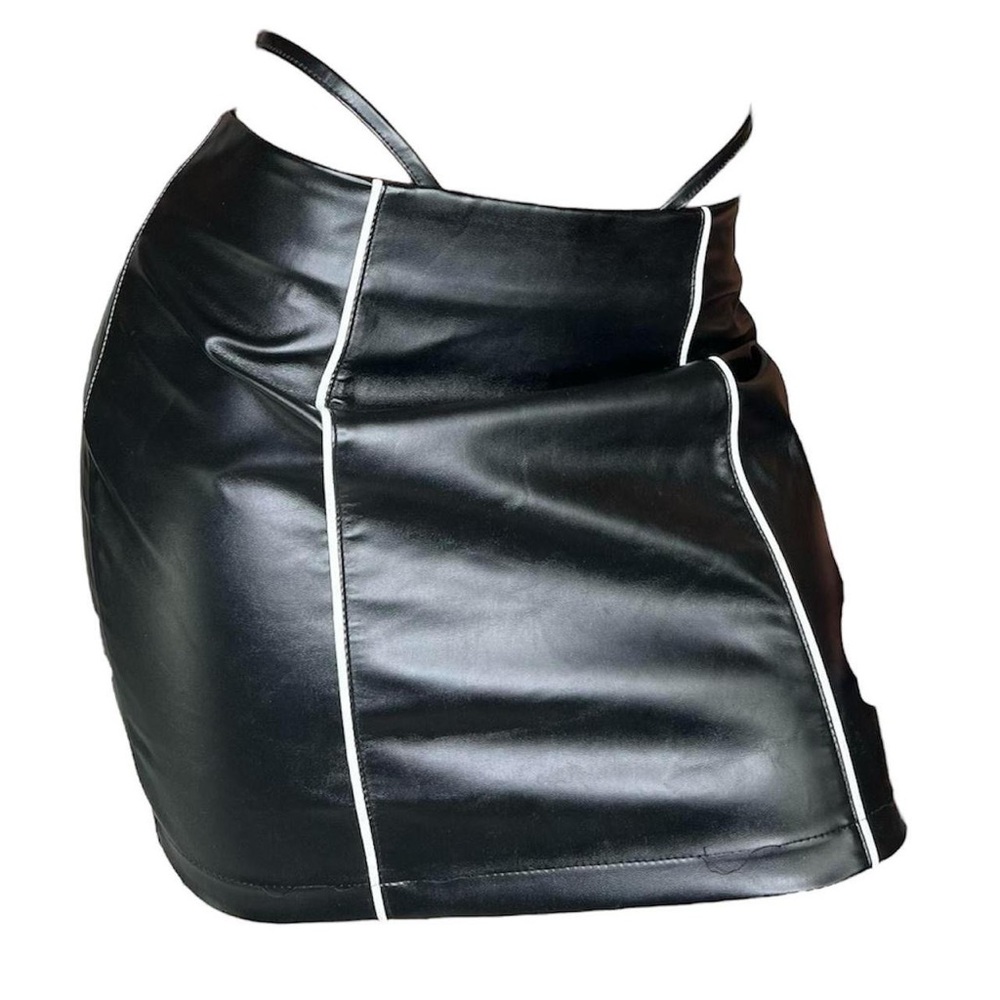 Black Mini Skirt with White Accents